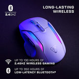Turtle Beach Kone II Air: ratón inalámbrico ergonómico RGB para Juegos, batería de 350 Horas, Sensor óptico de 26 000 PPP interruptores ópticos de 100 Millones de clics, Blanco ártico