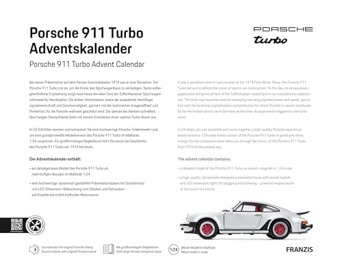 FRANZIS 67221 - Porsche 911 Turbo 1:24 Grand-Prix-Weiß Adventskalender
