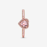 Pandora Timeless Anillo con diseño de corazón chapado en oro rosa de 14 quilates con cristal rosa orquídea y elegante circonita cúbica rosa fantasía, talla 50
