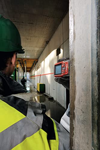Hilti 2062050 Medidor láser de Distancia PD-E (hasta 200m, con Mirilla integrada, para medición única y Continua con Nivel de Burbuja Digital y Pantalla para Exterior, Memoria 30 mediciones. Funda)