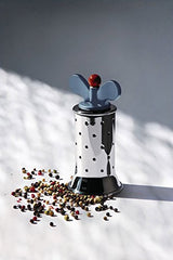 ALESSI 9098 B Molinillo de Pimienta de Diseño con Aletas, Acero Inoxidable y Resina Termoplástica, Negro