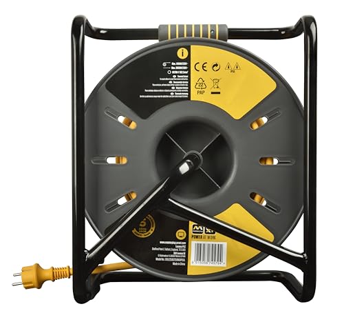 Masterplug Pro-XT Enrollacable 25m, Alargador Enchufe IP55, Extensión Eléctrica 3 Tomas Schuko, Alargo Enchufe Profesional 3x2,5mm2