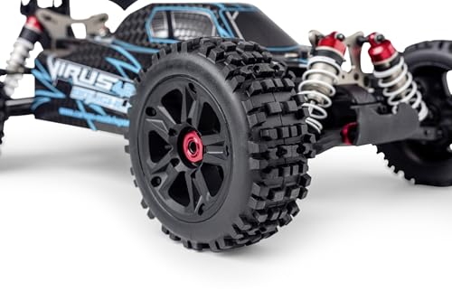 Carson 500409081 1:8 Virus 4.2 XL 100% RTR Negro/Turquesa - Coche teledirigido, Velocidad hasta 80 km/h, Modelo 100% RTR, Incluye Mando a Distancia