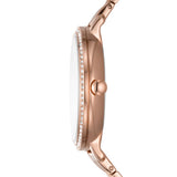 Fossil Jacqueline Reloj para Mujer, Movimiento multifunción con Correa de Acero Inoxidable o Piel, Tono Oro Rosa y Blanco, 36MM