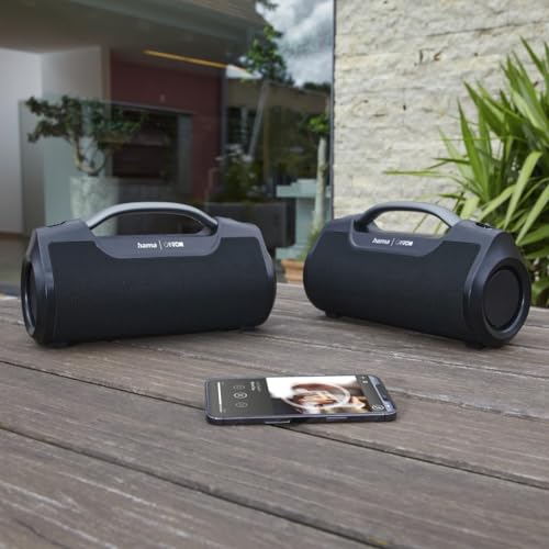Hama Altavoz Bluetooth, Exterior, 60 W (Resistente al Agua IPX6, 12 Horas de duración de la batería, Pro Sound, Powerpack, Bluetooth USB, Caja de música Bluetooth, Caja de Fiesta Bluetooth, Altavoz