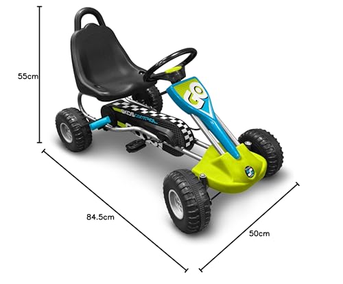 STAMP GOKART A Pedales SKIDS Control 89 x 52 cm, J679001, Azul, Verde, Gris y Negro