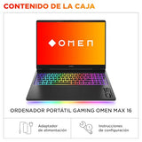 HP OMEN MAX - Ordenador Portátil Gaming de 16" OLED 240Hz (Ultra 9-275HX, 32GB RAM, 1 TB, NVIDIA GeForce RTX 5080 16GB, Windows 11) Negro - Teclado QWERTY Español