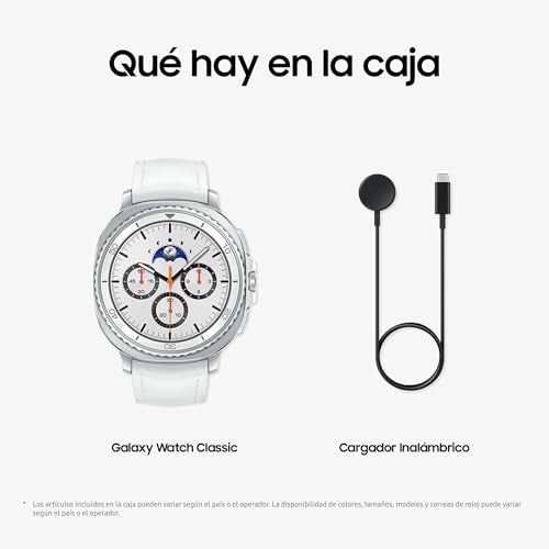 Samsung Galaxy Watch8 Classic 46mm, Bluetooth, Correa Híbrida, Smartwatch con Diseño con Bisel Giratorio, Garantía 3 Años + 1 año Extra, Blanco (Versión Española)