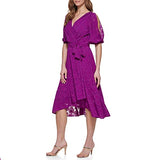 DKNY Asymmetrical Hem Faux Wrap Dress Vestido, Magnolia, 44 Mujeres