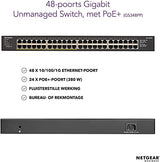 NETGEAR Switch PoE de 24 Puertos GS348PP | Switch Ethernet Gigabit de 48 Puertos con 24x PoE+ Consumo 380W |Montaje de sobremesa o en Bastidor | Carcasa de Metal Resistente