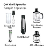 Braun Hogar Batidora de mano, 4 accesorios (minipicadora 350 ml, batIdora de vaso 1.25 L, varillas, vaso medidor 600 ml), velocidad automática, tecnología Active Blade, Negro, 7045, 4 Accesorios