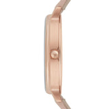 Emporio Armani Reloj de señora, movimiento de dos manecillas, caja de acero rosa dorado de 32 mm con correa de piel, AR2510, Rosa claro y blanco roto