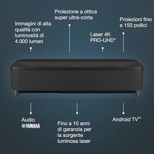 Epson EH-LS800B 4K Pro-UHD 4.000 lúmenes Android TV Proyector láser de Corto Alcance Negro
