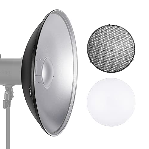 NEEWER Reflector de Montaje Bowens de Metal de 55 cm con difusor Blanco, Rejilla de Panal para luz de Video estroboscópica Compatible con Godox AD600 NEEWER CB60 Q4 Vision 4 S101 Series, NK-NARC22