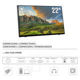 Atlantis A05-T22A-VHDM Monitor Táctil 22 Pulgadas, Pantalla 10 Teclas, Full HD 1920x1080, HDMI VGA DP, Inclinación 15°-50°, Cristal de Protección 7H, Contraste 1000:1, Ángulo 178/178, Vesa 100