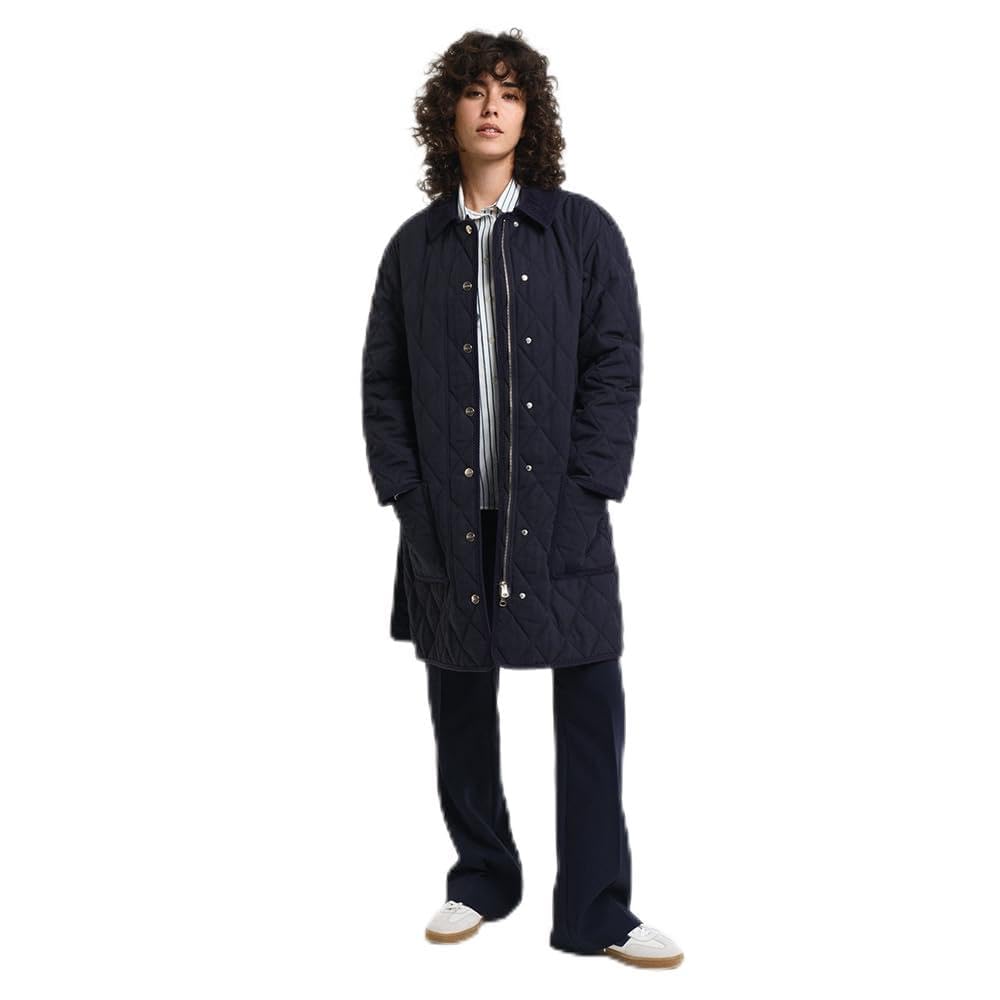 GANT Abrigo Acolchado con Detalles de Pana, Azul Noche, S Mujeres