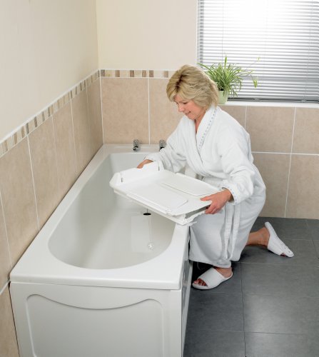 Bathmaster Deltis Alza de Baño, Asistencia para Entrar y Salir de la Bañera, Estable y Duradera, Color Azul y Blanco