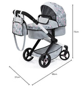 Bayer Design 17007AA Cochecito de muñeca Combi Xeo, Carro para muñecos, Bolsa, Convertible, Regulable en Altura