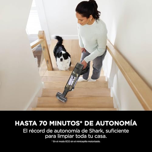 Shark PowerDetect Clean & Empty aspiradora inalámbrica, PowerFins Detect, Reverse Clean, estación 2L, Anti Hair Wrap Plus, 70 min, ligera, accesorios para pelo de mascota y superficies, Gris IP3225EUT
