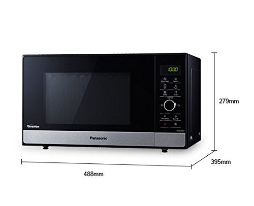 Panasonic Microondas NN-GD38HSGTG con parrilla (1000 W, vaporera, microondas combinado, molde para pizza, 23 litros) acero inoxidable negro