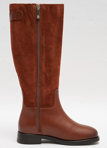 Tommy Hilfiger TH Stud Leather Mix Long Boot (FW0FW08341, Botas Altas Mujer, Marrón (Cognac Brown), 40 EU