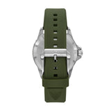 Emporio Armani Reloj Hombre, Movimiento de Cuarzo a Tres Agujas con Fecha y Caja de 42mm con Correa de Silicona, Verde Oliva