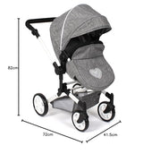 Bayer Chic 2000 - Cochecito para muñecas Linus, 3 en 1 para niños de 4 a 8 años, Juego de Cochecito para muñecas, Vaqueros Grises