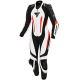 SHIMA MIURA RS Traje Moto Mujer - Traje de cuero de 1 pieza, deportivo, de competición, ventilado con deslizadores en hombros y rodillas, almohadillas CE en espalda, hombros y codos (40, Blanco/Fluo)