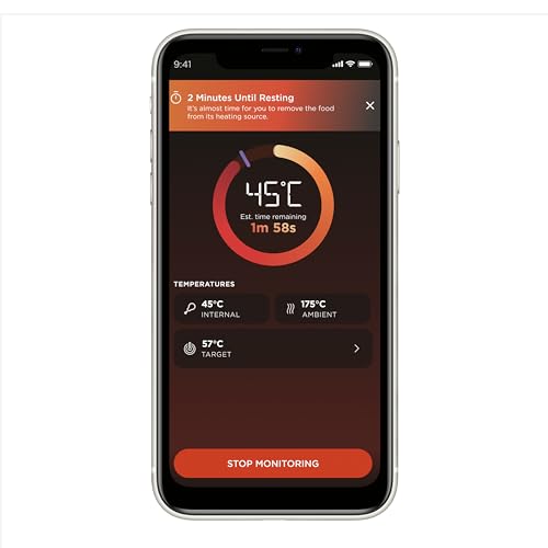 Ninja ProChef Sensor digital de cocina inalámbrico, uso exterior e interior, cocinar, asar y freír con aire, resistente al agua, Bluetooth alcance 50m, conexión a app, automomía 30 h, WP100EU
