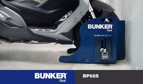 Bunker BP68M Antirrobo Moto Parking Máxima Seguridad, Armazón Blindado con Anclaje al Suelo Garage, Calzo de Rueda Ajustable, Candado Acero