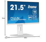 iiyama XUB2292HSU-W6 21,5" Blanco Panel IPS, 1920x1080100Hz, 15cm Regulable en Altura, Pivotante, 250cd/m², Altavoces, HDMI, DisplayPort, 0,4ms MPRT, FreeSync, USB 4X 3.2
