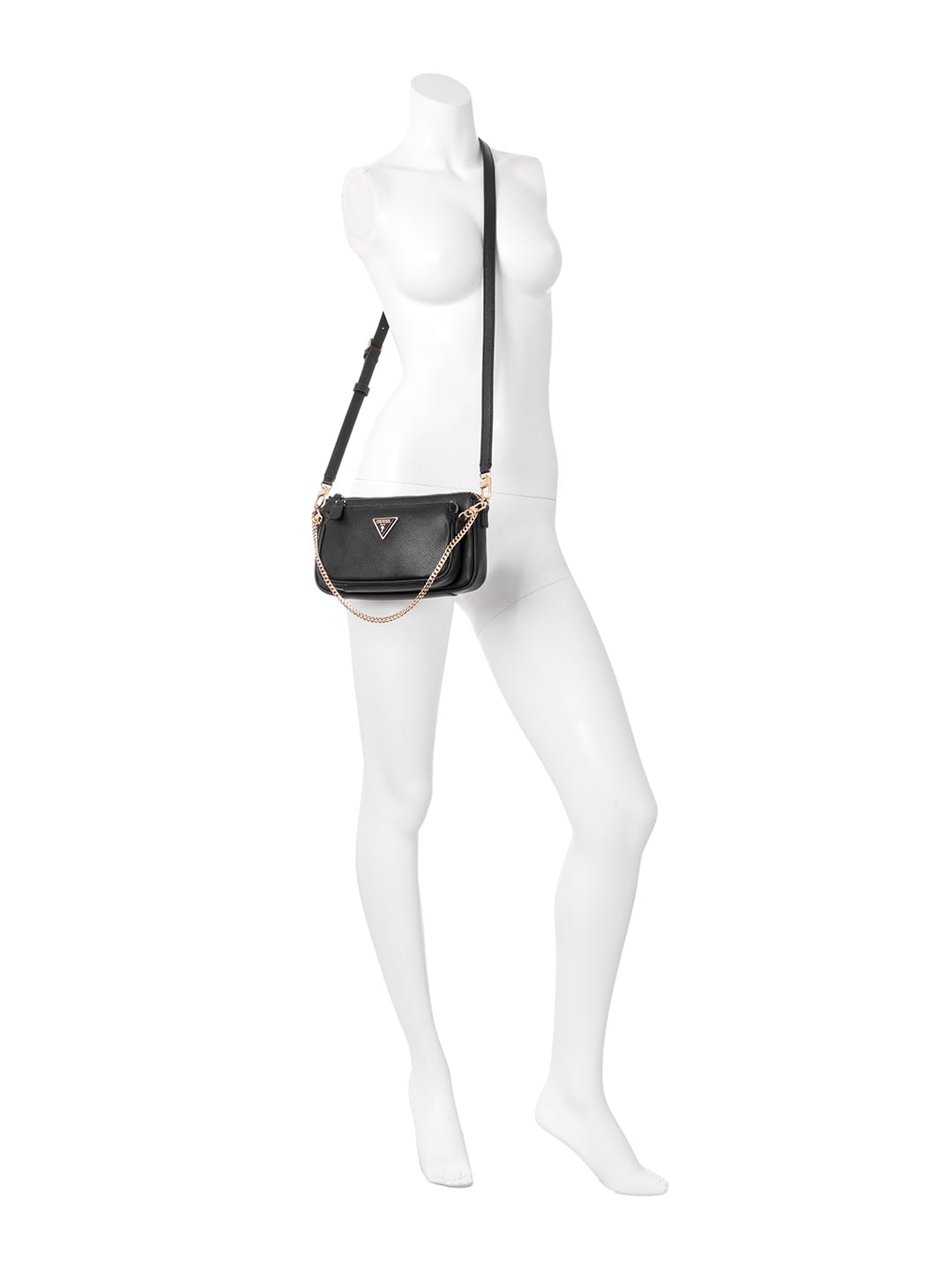 GUESS Noelle Double Pouch Crossbody, Bag Women, Negro, One Size