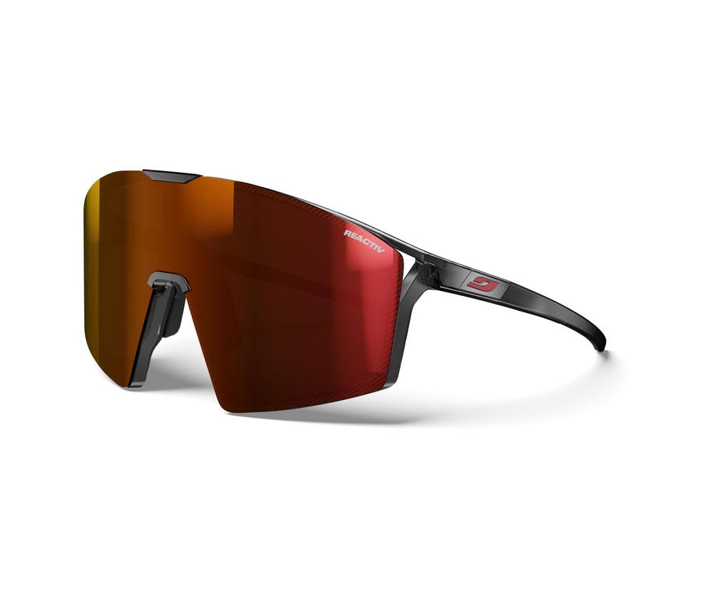 Julbo Edge Gafas DE Sol, Negro TRANSLU Logos Naranja Fluo Mate, Talla única Unisex Adulto