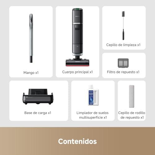 DREAME H15 Pro Heat Aspirador en Seco y Húmedo, Limpia con Agua a 85 °C, Brazo Robot GapFree IA, Detecta por RGB, 22K Pa, 0 Enredos, Lava el Cepillo a 100 °C, Seca a 90 °C en 5 min, Navega con la App