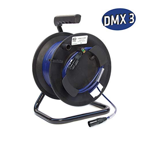 Emelec VíasCom R-DMX3-2110/050 – 50m Cable Balanceado Digital DMX 110Ω OFC 2x0,22mm² montado en Portacables con XLR 3 pines – Color Azul Noche – PVC Muy Flexible