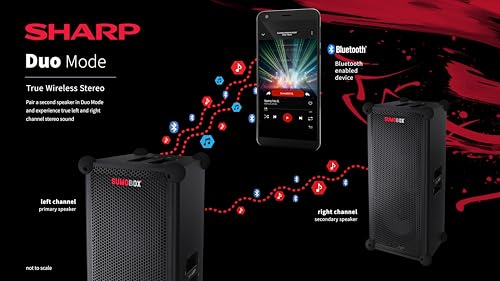 Sharp CP-LS100 Altavoz portatil de Alto Rendimiento, 120W RMS, 105dB, Carcasa de Madera, bateria Litio Intercambiable, 10 Horas (hasta), Bluetooth, Panel de 3 Canales TRS/XLR (x2), Aux/Bluetooth