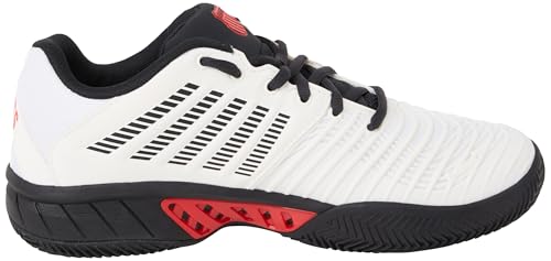 K-Swiss Zapatillas de Tenis Express Light 3 HB para Hombre, Color Blanco Brillante, limusina elástica, Rojo Alto Riesgo, Talla 42 EU, Bright White Stretch Limo High Risk Red, 42 EU