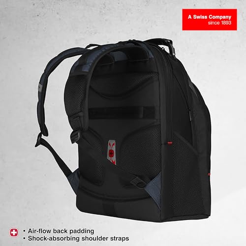 Wenger Ibex Mochila para portátil, portátil de hasta 17 pulgadas, tableta de hasta 10 pulgadas, 23 l, mujer hombre, negocios universidad escuela viajes, negro/azul, 600638