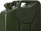 Oxid7® 5x Bidón metálico de combustible 20 litros verde oliva incl. embudo de llenado | Apto para gasolina, gasóleo y bioetanol | Bidón de gasolina 20L con homologación UN y homologado