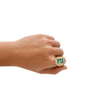 Fossil Reloj Raquel para Mujer, Movimiento de Cuarzo a Dos Agujas con Correa de Acero Inoxidable, Tono Dorado y Verde Azulado