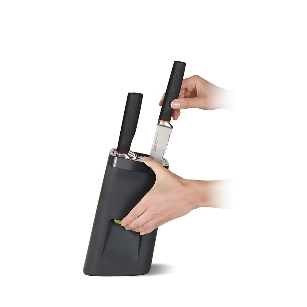 Joseph Joseph LockBlock, Bloque de Cuchillos con cierre automático y 6 cuchillos de acero inoxidable, negro