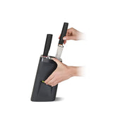Joseph Joseph LockBlock, Bloque de Cuchillos con cierre automático y 6 cuchillos de acero inoxidable, negro