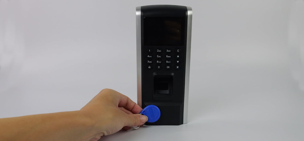HDWR CTR12 Máquina Fichar de Asistencia Biométrica, Grabadora de Registro para Empleados, Sistema Biométrico Avanzado de Huella Dactilar, Contraseña y Tarjeta RFID 125kHz, Control Horario Empleados