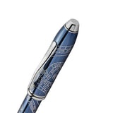 Cross Townsend - Bolígrafo roller con texto en alemán Año de la Serpiente (grosor de trazo M, tinta negra, indeleble, caja de regalo premium), color azul translúcido con grabado cromado