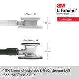 3M Littmann Cardiology IV Fonendoscopio para diagnóstico, campana de acabado estándar, tubo negro y vástago y auricular de acero inoxidable, 68,5 cm, 6152