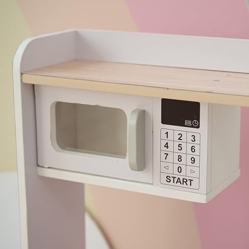 Teamson Kids Cocina de Madera Blanca para niños con huerto, Lavadora, Horno, Fregadero y Accesorios para Juegos creativos y simbólicos