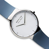 BERING 15540-700 Reloj de cuarzo para hombre con caja de acero inoxidable plateado de 40 mm y esfera blanca, correa de silicona, cristal de zafiro y resistencia al agua de 5 ATM