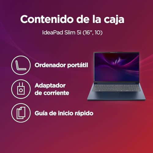 Lenovo IdeaPad Slim 5 Gen 10 - Ordenador Portátil 16" OLED 2.8K (Intel Core i7-13620H, Graficos Intel UHD, 24 GB RAM, 1TB SSD, Wi-Fi 6, Win 11 Home, Office Trial) Teclado QWERTY Español- Azul