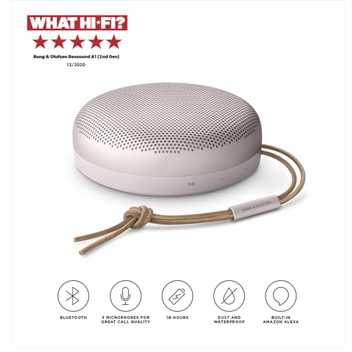 Bang & Olufsen Beosound A1 (2.ª Gen) Altavoz Bluetooth Inalámbrico Portátil Resistente al Agua y al Polvo con Sonido de 360 Grados, Alexa y Speakerphone, Hasta 18 horas de Batería Pink