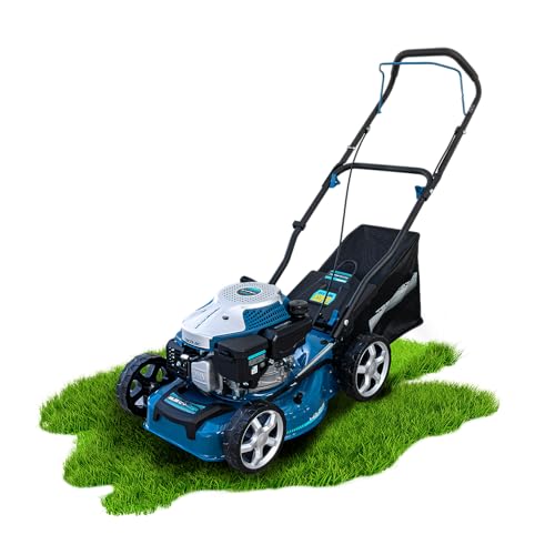 Cecotec Cortacésped de Gasolina Terrenator 2700.41 Total Z. Motor de 144cc, 2,4kW y 3,2CV, Cuerpo de Acero 41cm, Cambio de Altura Sistema Z-Tech, Corte, Recogida y Mulching, Ruedas Traseras XL